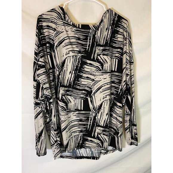 WHITE BIRCH WOMENS PLUS SIZE 1X SHIRT BLOUSE TOP LONG SLEEVE BLACK WHITE - Picture 3 of 3